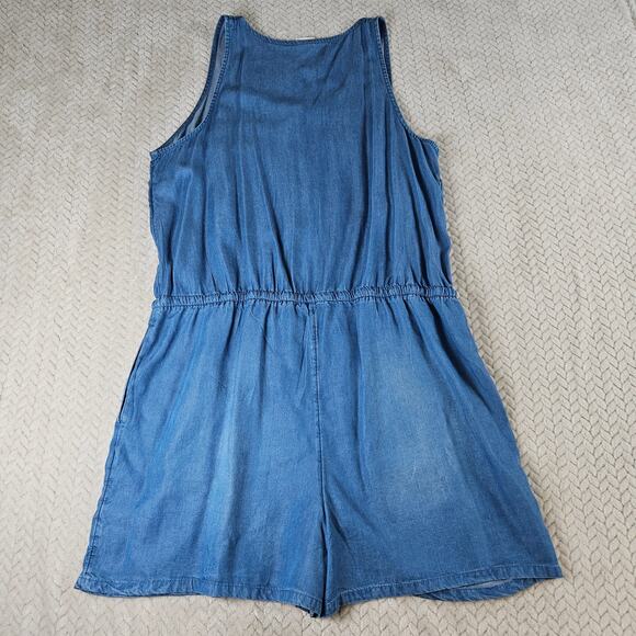 Merona Chambray Romper Womens XL Blue Casual Summer Minimalist Boho Time Capsule - Picture 9 of 9